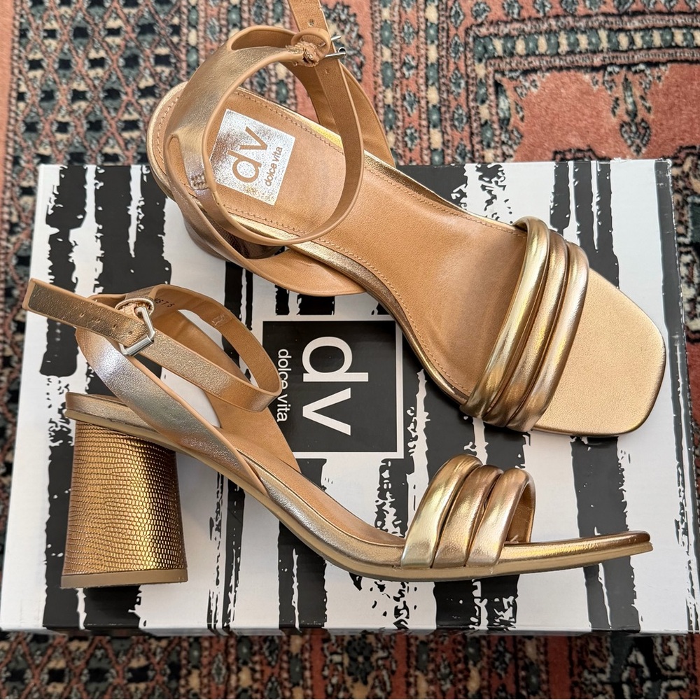 Dolce Vita Metallic Fleck Heeled Block Sandal